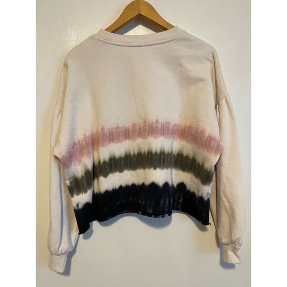 Z Supply Tempest  striped tie dye sweatshirt top cropped oversized. Size Med. - Picture 2 of 7